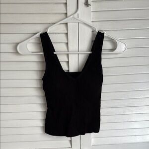 Black Ribbed Women's Top